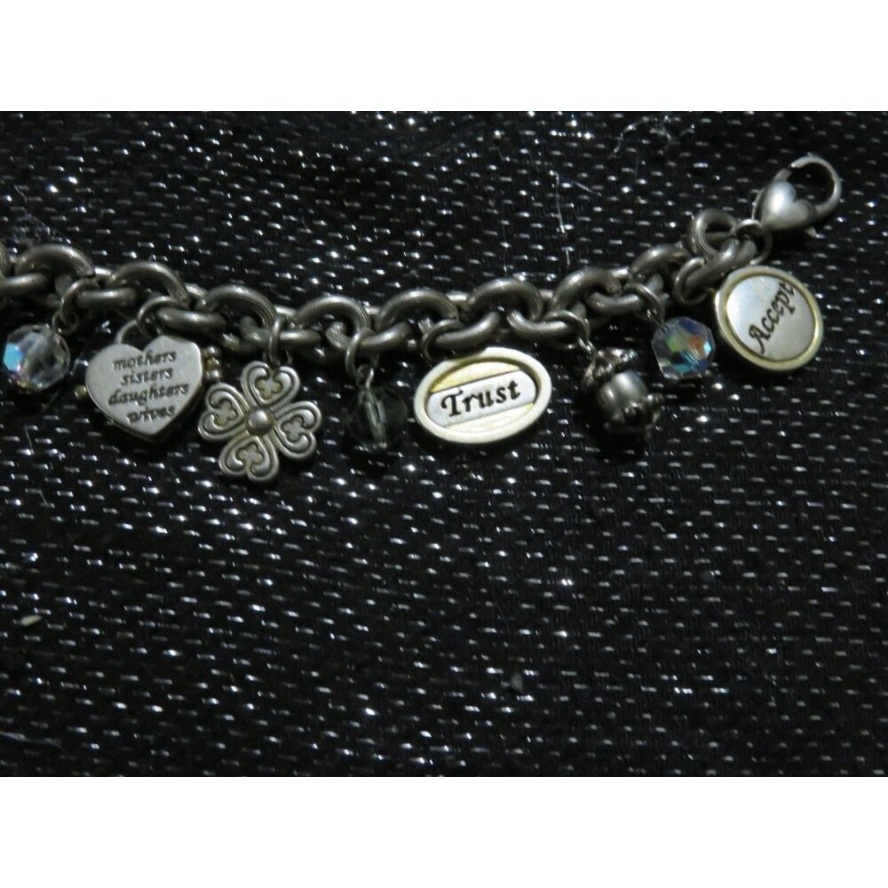 Brighton Signed Charm Bracelet Power of Pink  Breast Cancer Awareness 8 inch